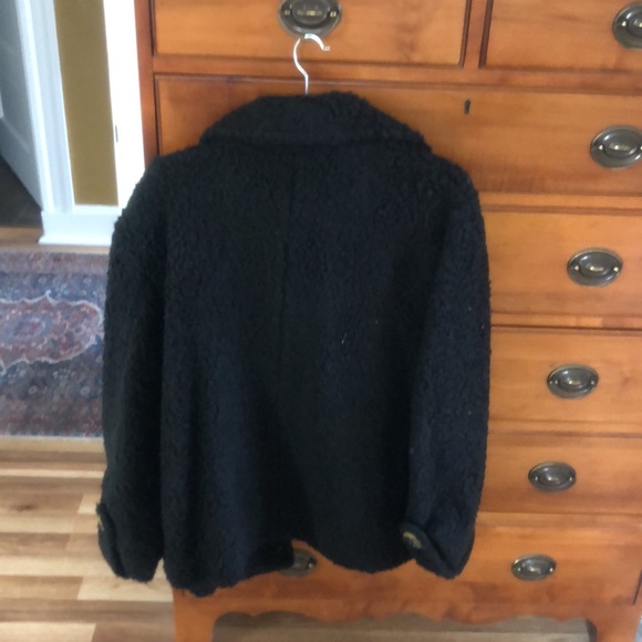 Black Free People, fleece Teddy jacket.  Tortoise buttons. - Picture 5 of 5